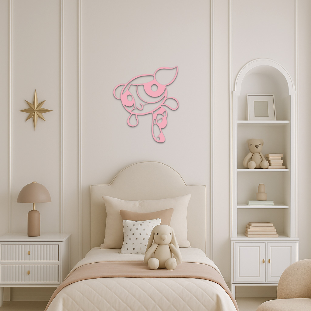 Pink Powerpuff Girl Metal Wall Art – Cartoon Inspired Modern Home Decor - KAFGP178