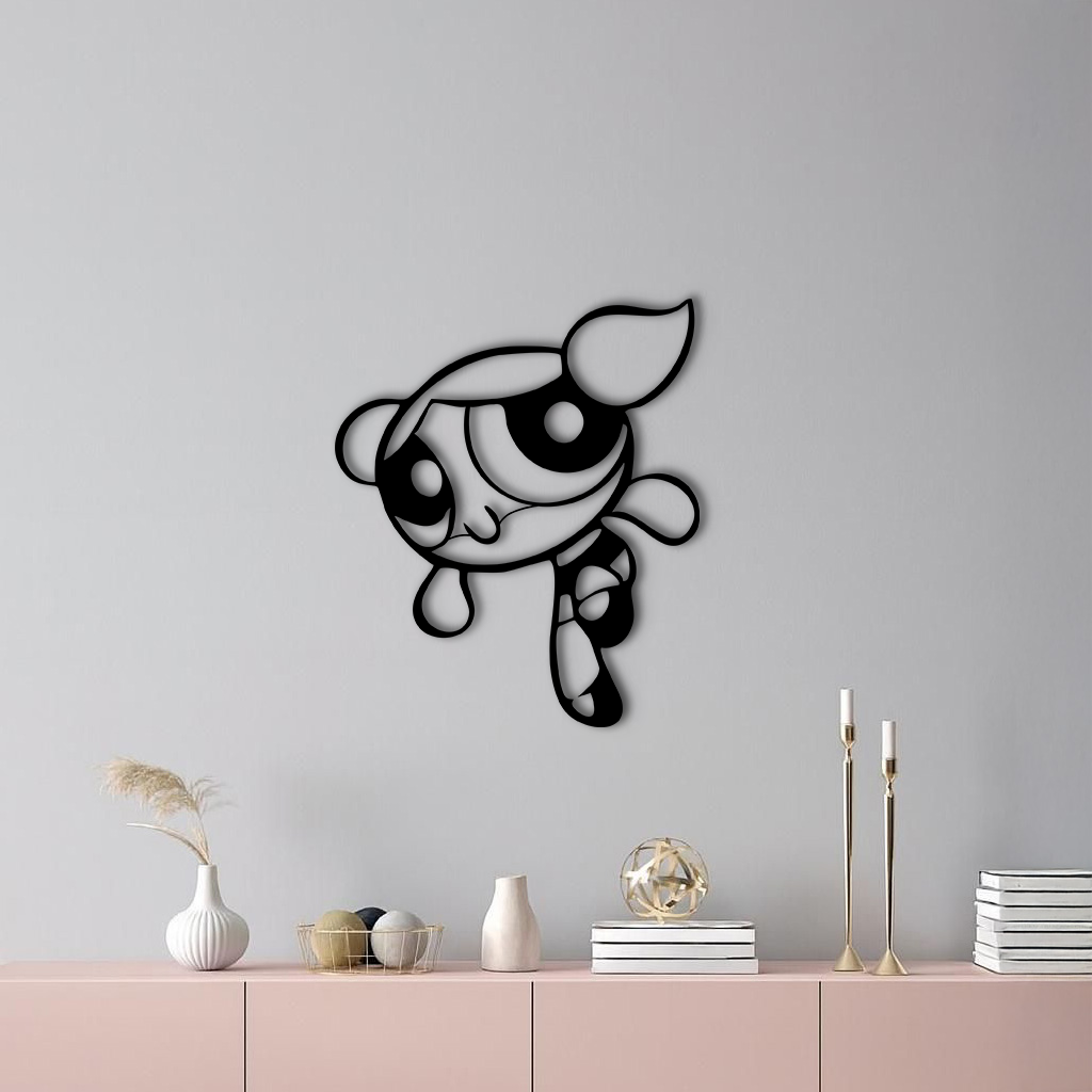 Pink Powerpuff Girl Metal Wall Art – Cartoon Inspired Modern Home Decor - KAFGP178