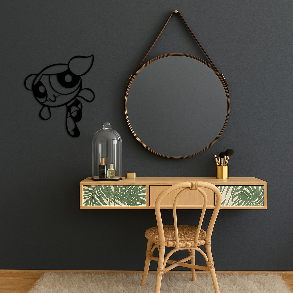 Pink Powerpuff Girl Metal Wall Art – Cartoon Inspired Modern Home Decor - KAFGP178