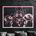 Powerpuff Girls Trio Silhouette – Pink Metal Wall Art - KAFGP179