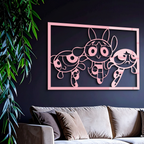 Powerpuff Girls Trio Silhouette – Pink Metal Wall Art - KAFGP179