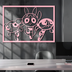 Powerpuff Girls Trio Silhouette – Pink Metal Wall Art - KAFGP179