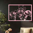 Powerpuff Girls Trio Silhouette – Pink Metal Wall Art - KAFGP179