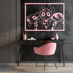 Powerpuff Girls Trio Silhouette – Pink Metal Wall Art - KAFGP179