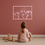 Powerpuff Girls Trio Silhouette – Pink Metal Wall Art - KAFGP179
