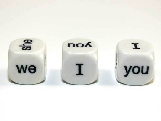 16mm d6, English Pronoun White/black I He She We You It (per die) - 