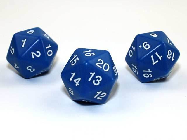 Countdown 30mm d20 Blue/White Spindown d20 Large (sold per die) - 