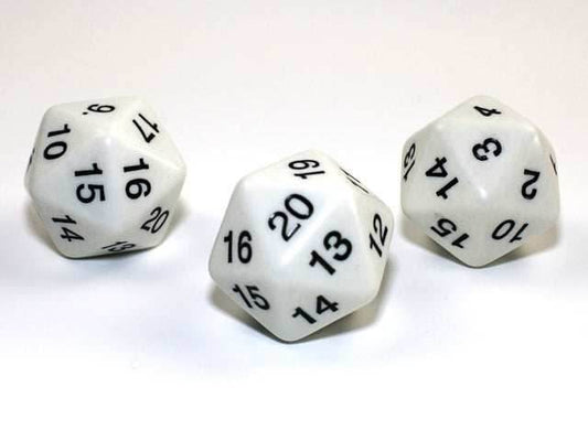Countdown 30mm d20 White/black Spindown d20 Large (sold per die) - 