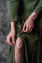 Elegant Lace-Up Beige Dres - S / Beige
