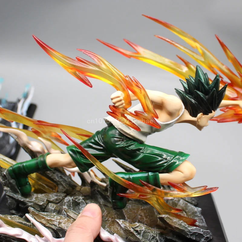 Killua Zoldyck and Gon Freecss Anime Figures, Hunter×Hunter Godspeed x Ja Jan Ken Anime Figurines Collectible Statue Model 18cm