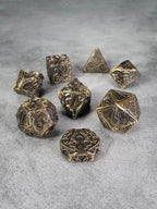 Kraken's Reach 8 pc TTRPG Dice Set - Brass Golem's Reach