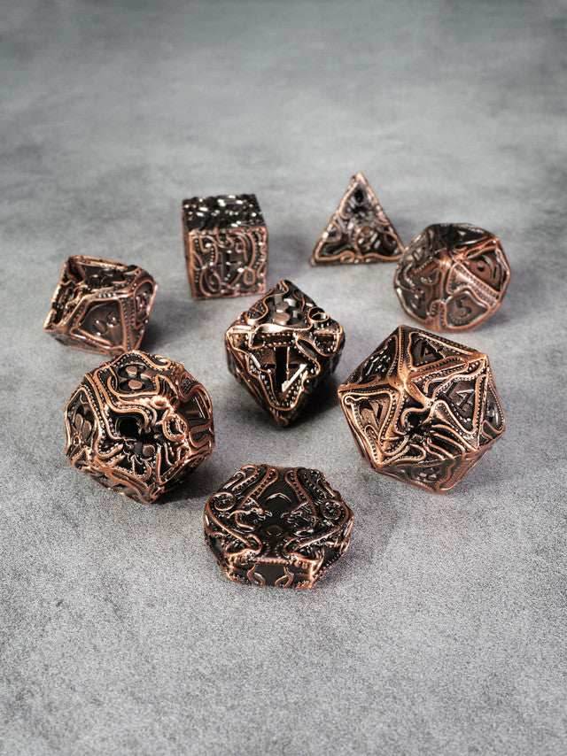 Kraken's Reach 8 pc TTRPG Dice Set - Copper Golem's Reach