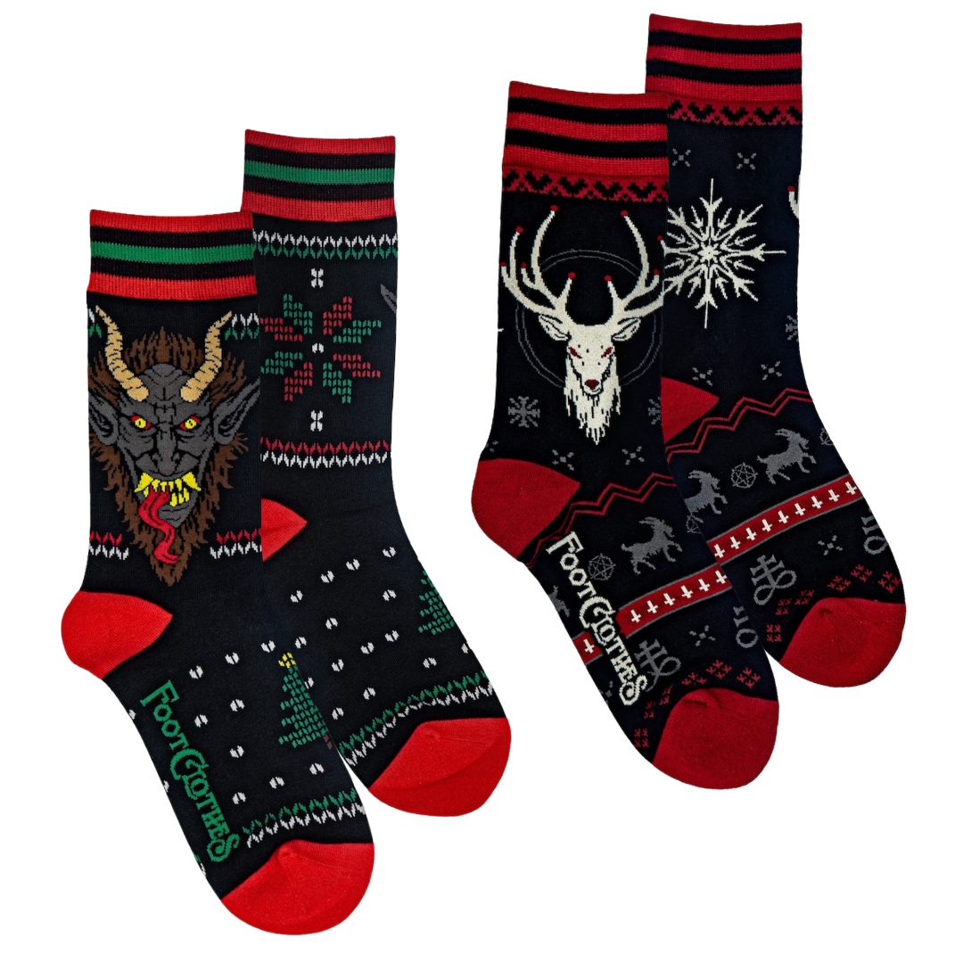 Krampus & Beelzebuck Holiday Crew Sock Pack  | 2 Designs
