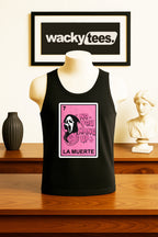 La Muerte Ghostface No You Hang up Loteria Mexican Bingo Graphic Tee Shirt