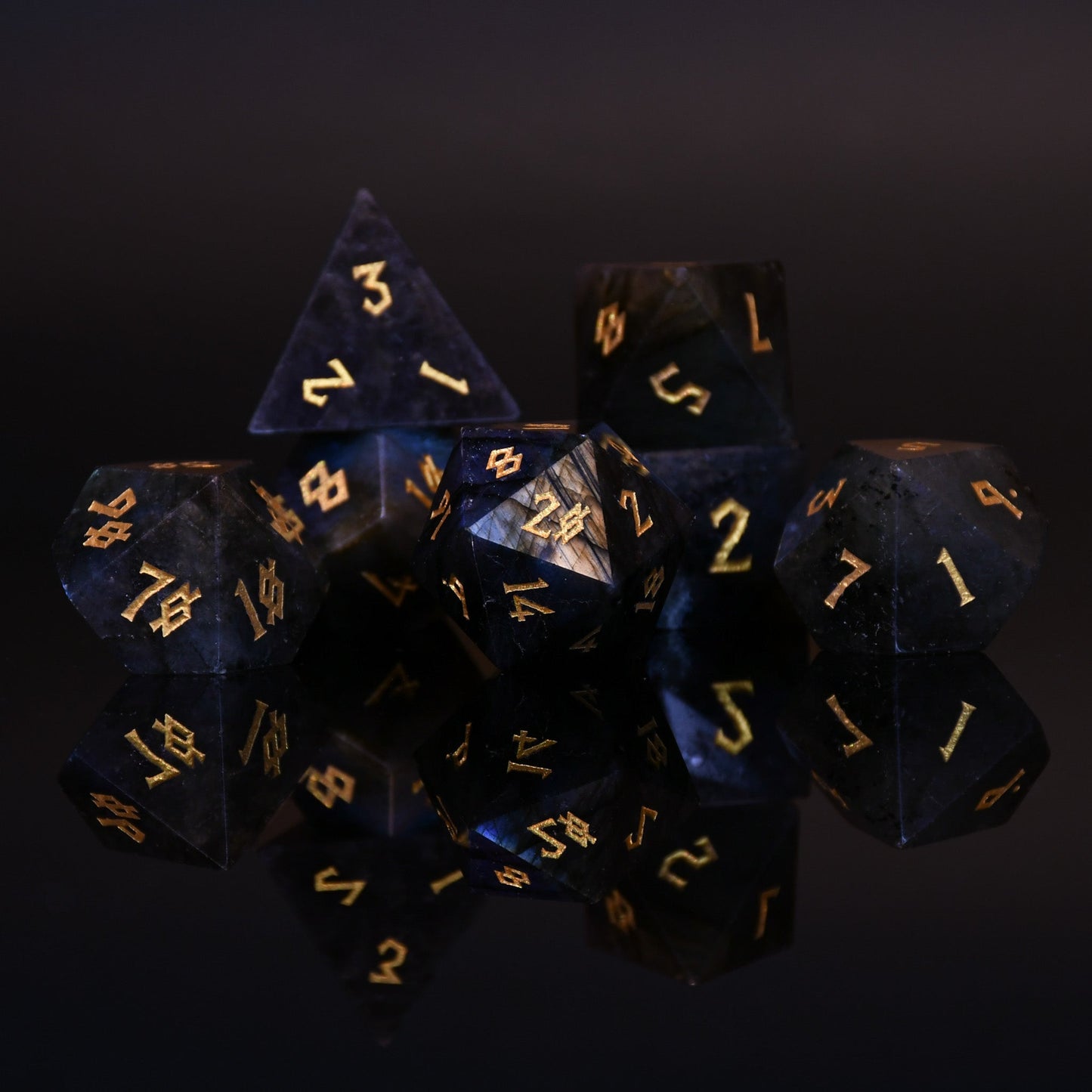Labradorite "Moonstone" Stone Dice Set 'PRE-ORDER | SPRING EVENT DEAL'
