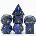 Lapis Lazuli - Gemstone Engraved with Gold RPG Dice Set - 