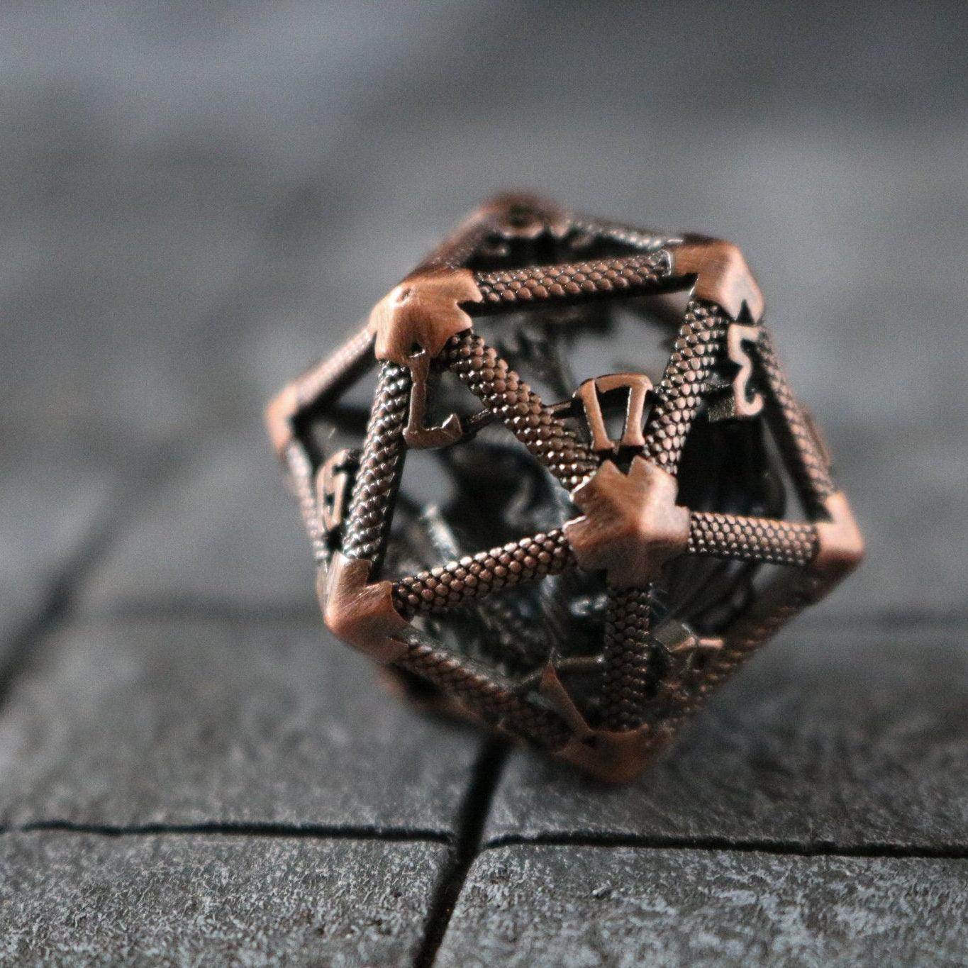 Large Caged Dragon D20 DND Copper Tabletop Gaming Dice - Only 1 D20