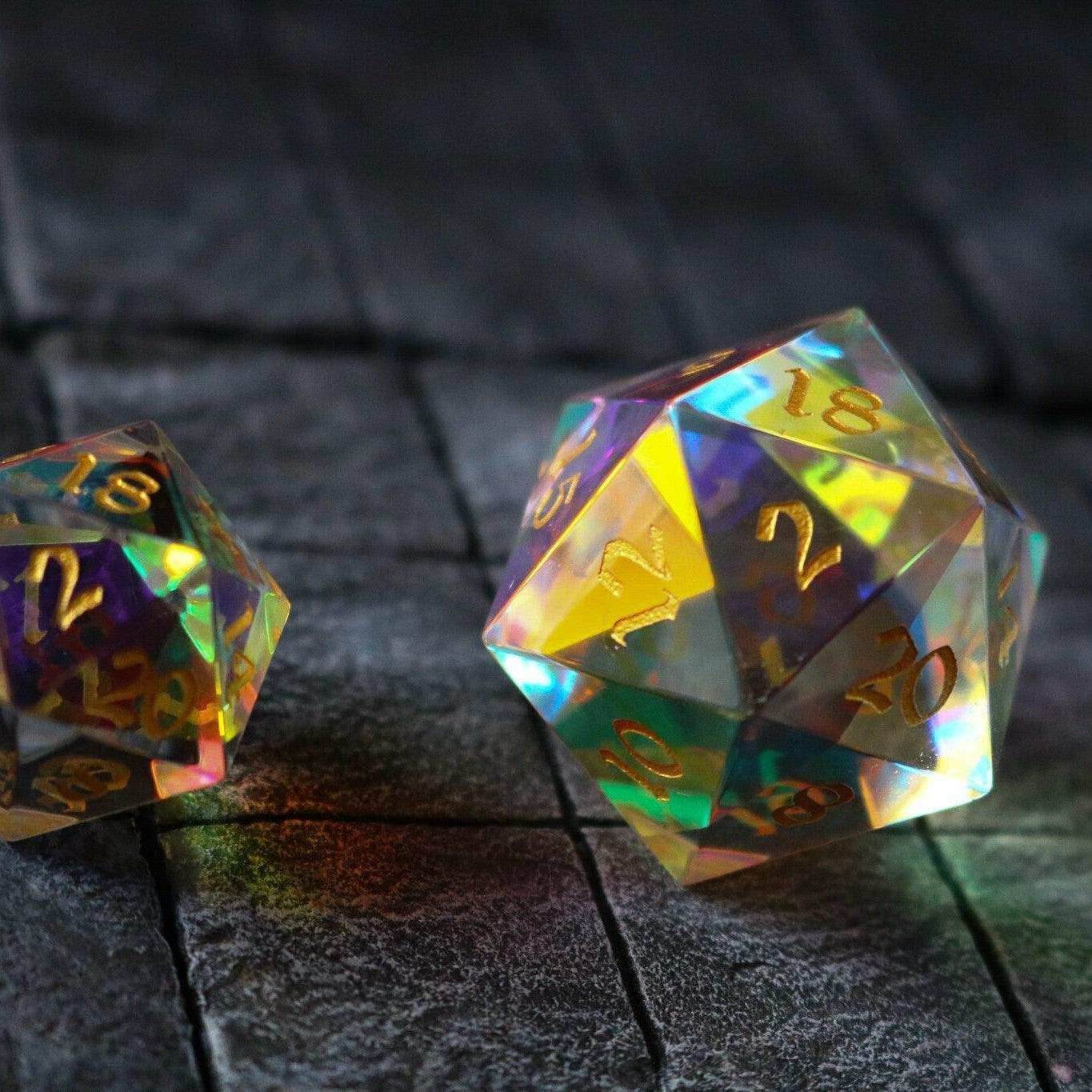 Large Dragon Egg Dichroic Glass D20 Gemstone Polyhedral Dice - Only 1 D20