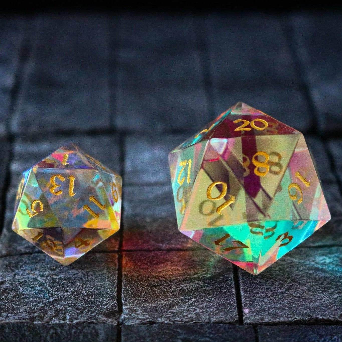 Large Dragon Egg Dichroic Glass D20 Gemstone Polyhedral Dice - Only 1 D20