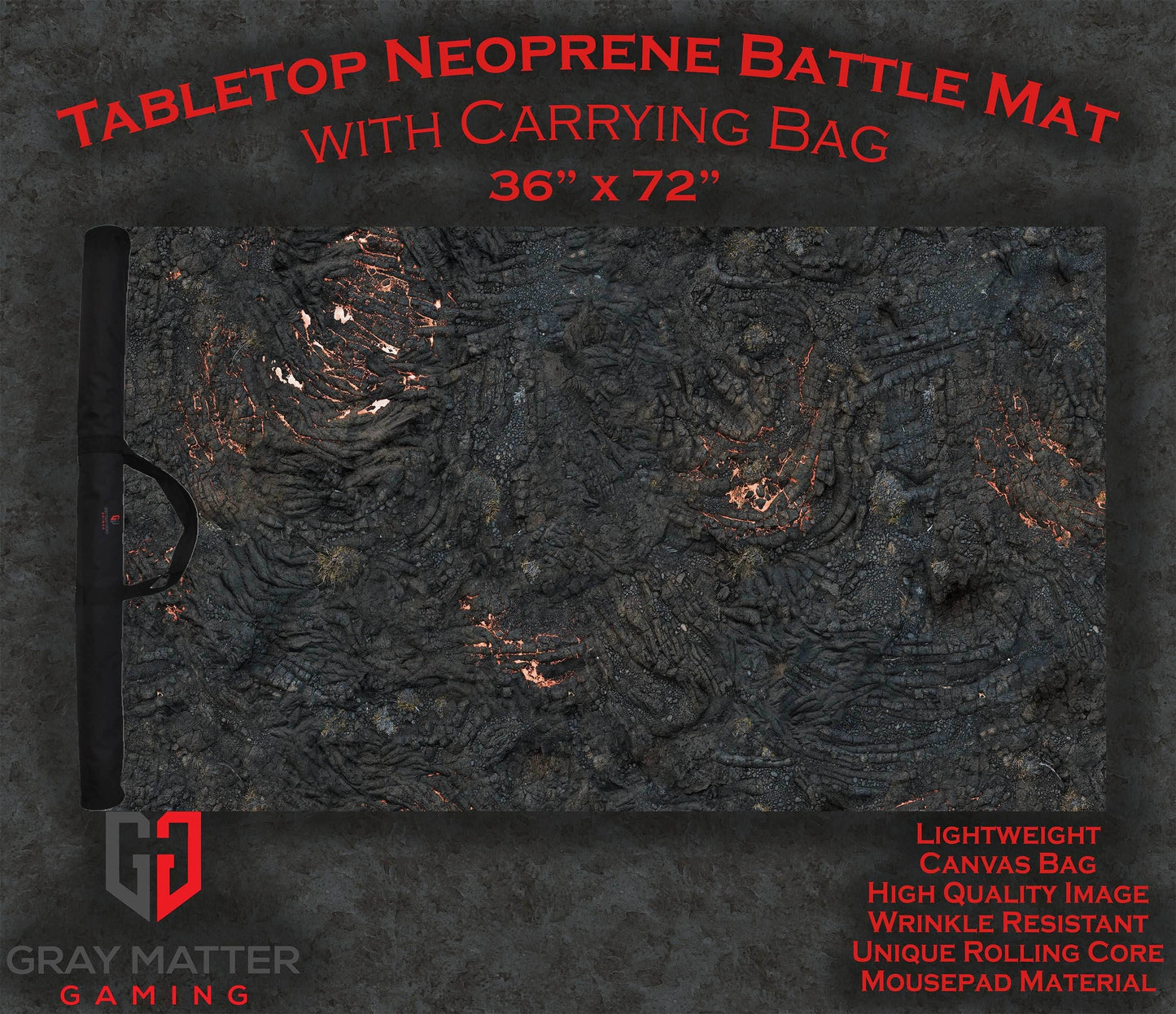 Lava Flows - Neoprene Battle Mat with Bag - 36x72