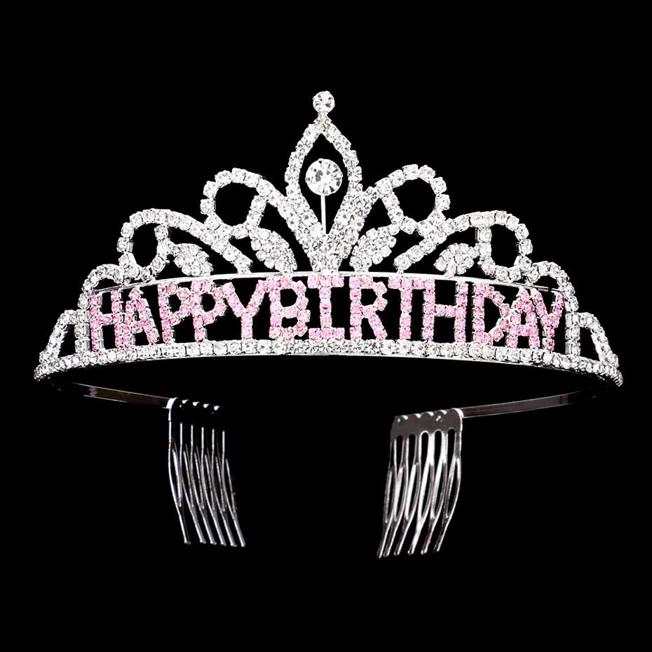 Happy Birthday Message Rhinestone Princess Tiara