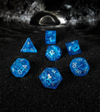 Kraken Dice Cracked Glass 7pc Dice Set - Lunar Dragon Blue