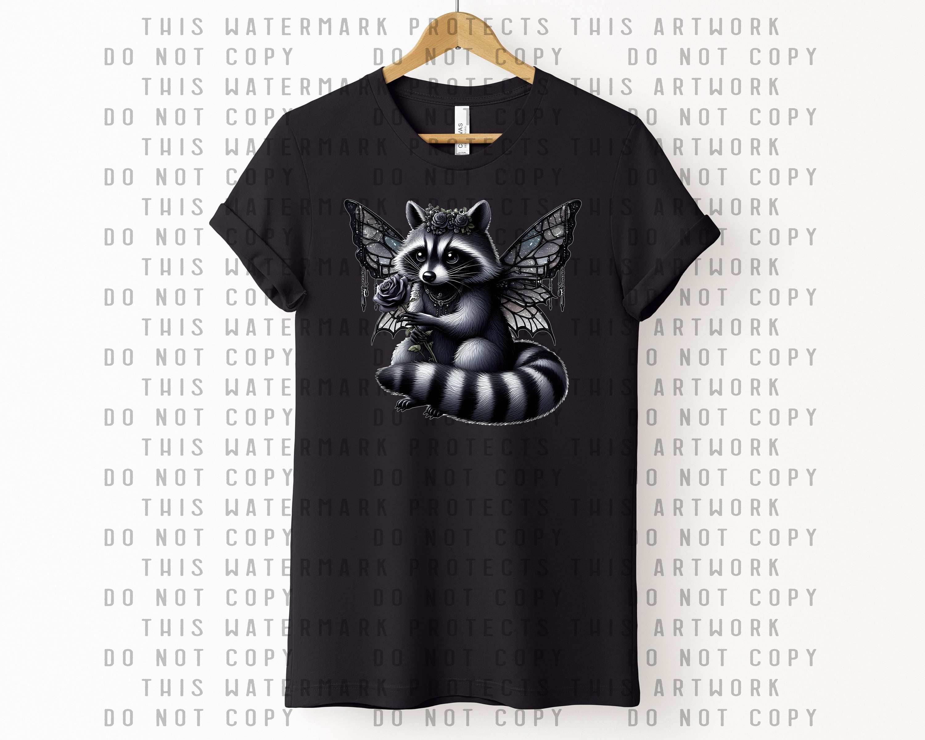 Goth Fairy Raccoon Graphic Tee - S