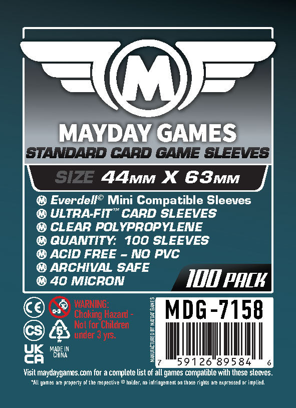 "Everdell Mini Compatible" Sleeves (44 X 63 MM) Standard 7158 or Premium 7163