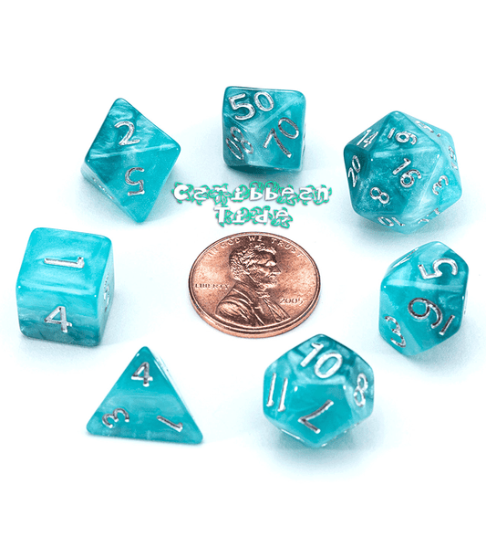 12mm Mighty Tiny Dice Set (7 Dice) - Caribbean Tide