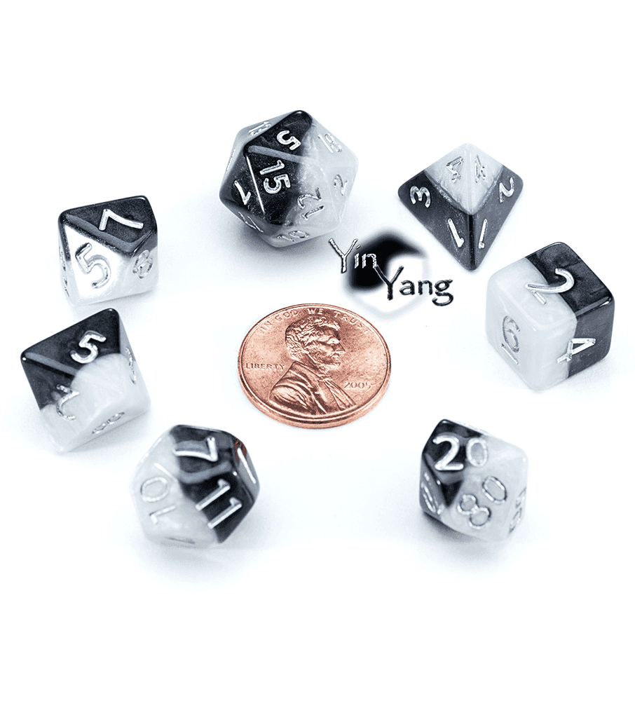12mm Mighty Tiny Dice Set (7 Dice) - Yin Yang