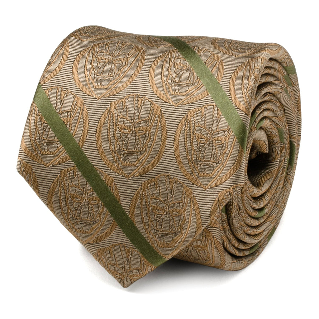 Marvel Guardians of the Galaxy Groot Tan Striped Men's Tie