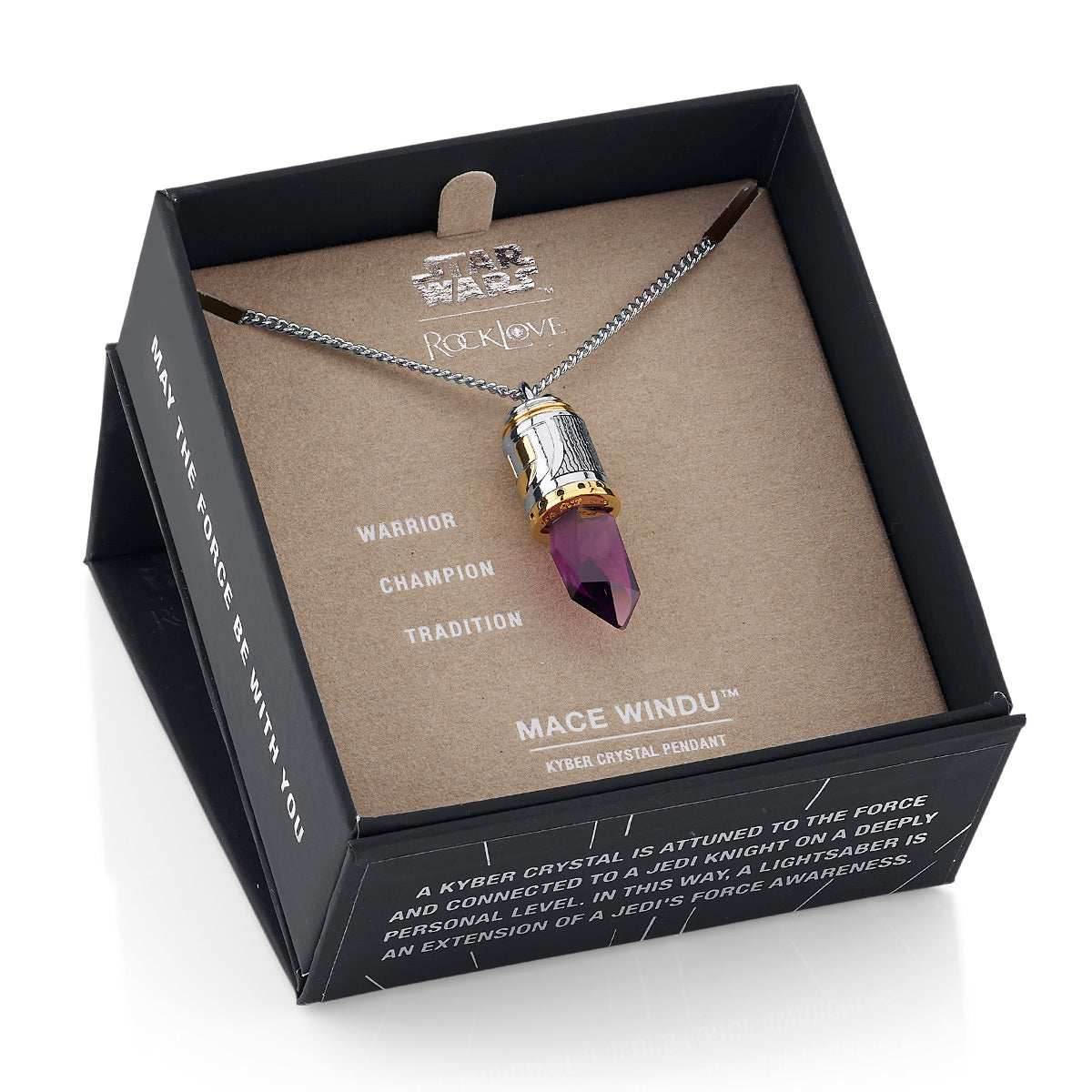 Star Wars X RockLove Mace Windu Kyber Crystal Necklace - 