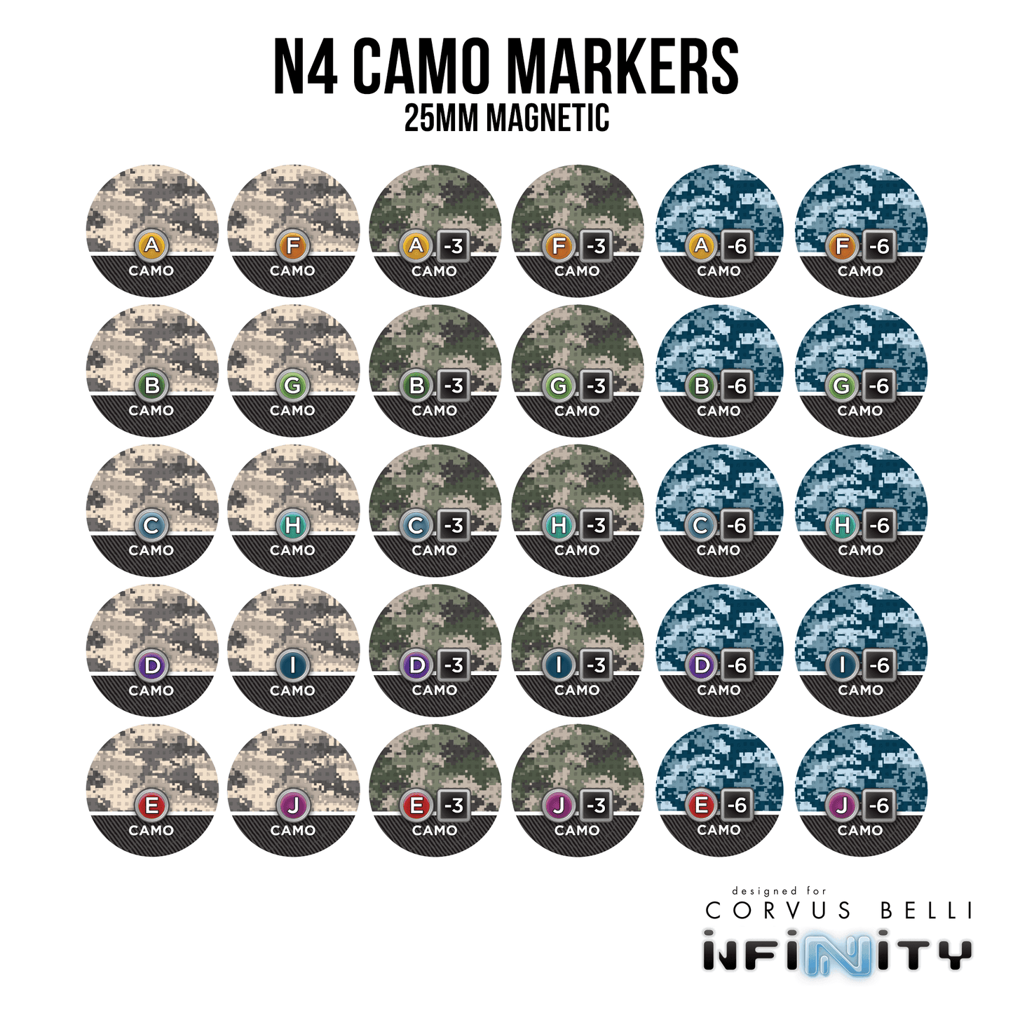 N4 Magnetic Camo Markers - Camo / A / 25mm