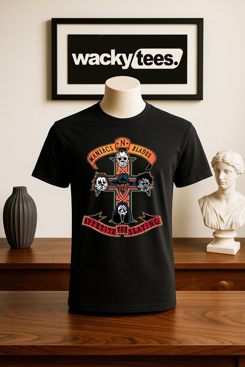 Maniacs N Blades Appetite For Slaying Horror Terror Halloween Graphic Tee Shirt