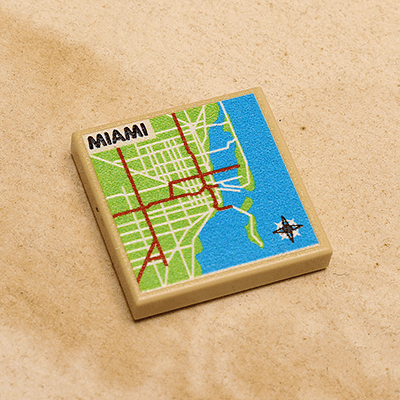 B3 Customs® Miami, FL USA Map (2x2 Tile) - 
