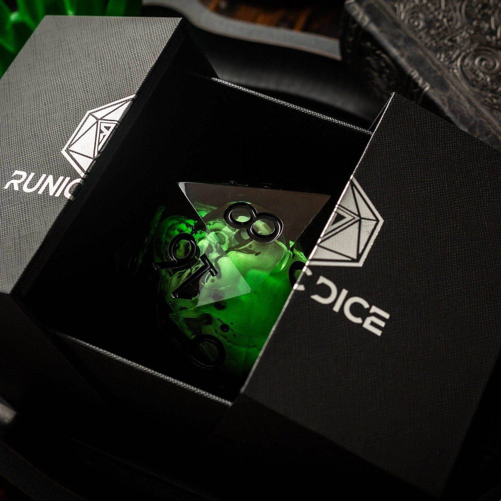 Massive Green Skull Liquid Core 95MM Chonk Handmade Resin Dice And Box - Only 1 D20