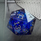 Massive Blue Liquid Core 95MM Chonk Handmade Resin D20 Dice with Box