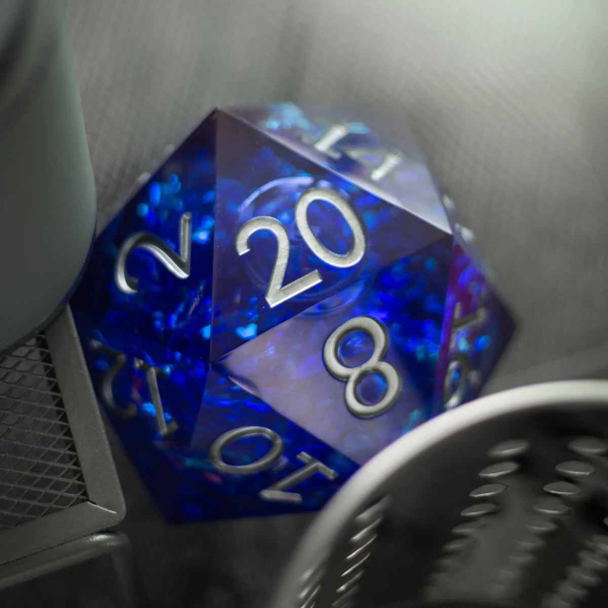 Massive Blue Liquid Core 95MM Chonk Handmade Resin D20 Dice with Box