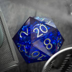 Massive Blue Liquid Core 95MM Chonk Handmade Resin D20 Dice with Box