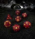 Kraken Dice Cracked Glass 7pc Dice Set - Matte Ruby Red