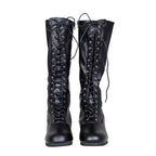 Matte Black Wrestling Boots Halloween Costume Cosplay - SMALL 8/9