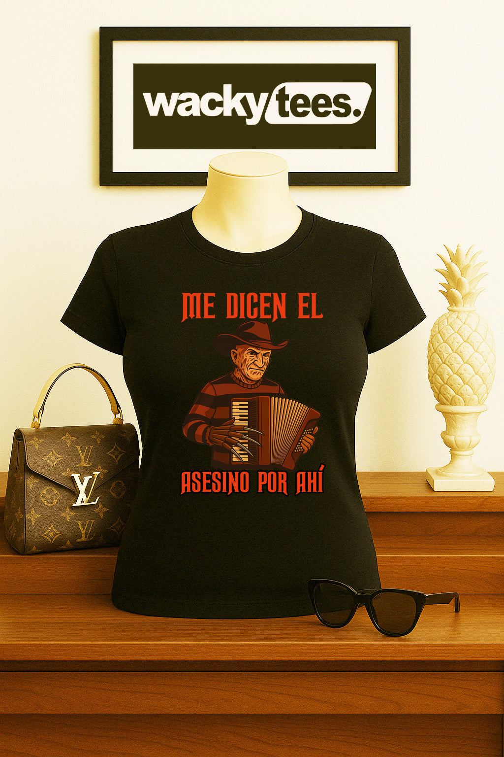 Me Dicen El Asesino Por Ahi Halloween Corrido Freddy Krueger Nightmare on Elm St Graphic Tee Shirt