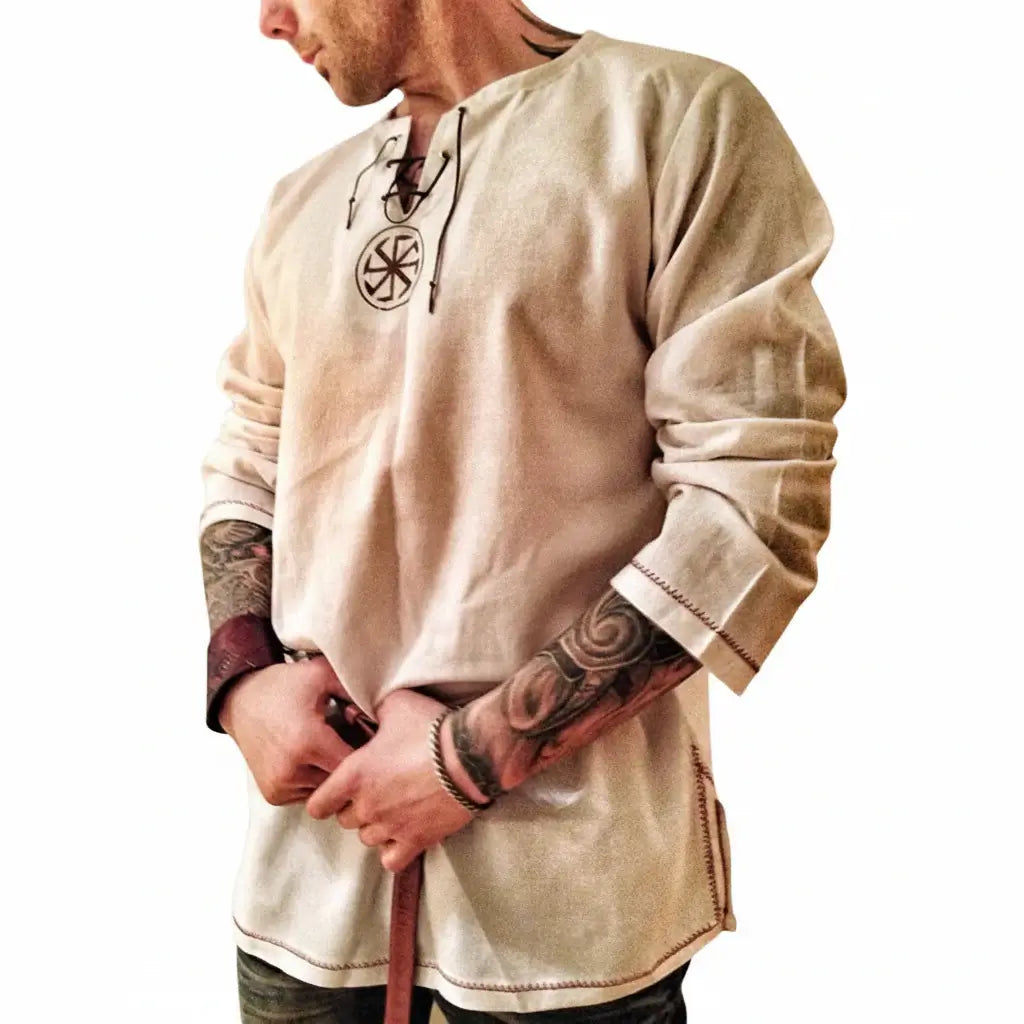 Medieval Knight Tunic Shirt Men Viking Pirate Costume Renaissance Faire Halloween Top