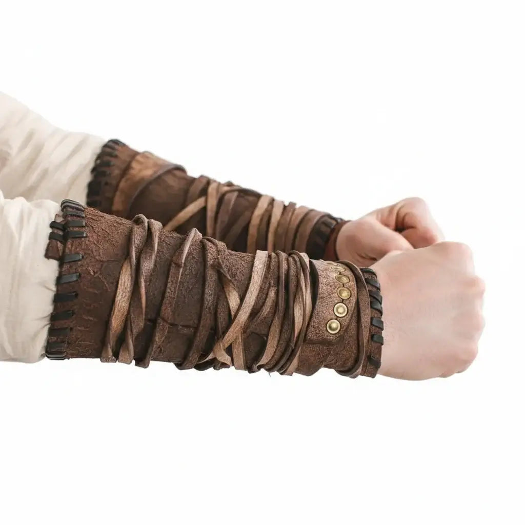 Medieval Leather Arm Guards Viking Bracers Costume Wrist Armor for Renaissance Faire