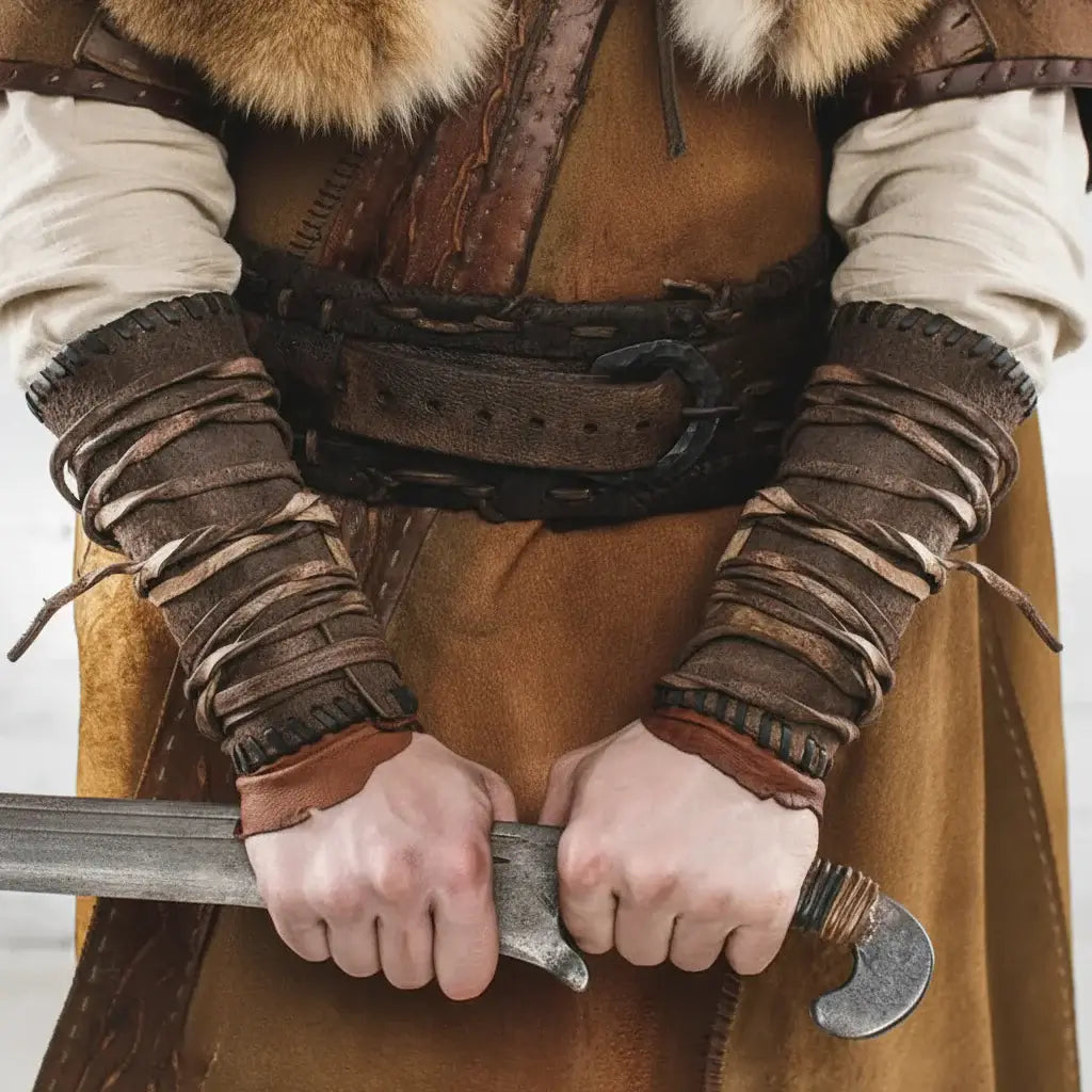 Medieval Leather Arm Guards Viking Bracers Costume Wrist Armor for Renaissance Faire