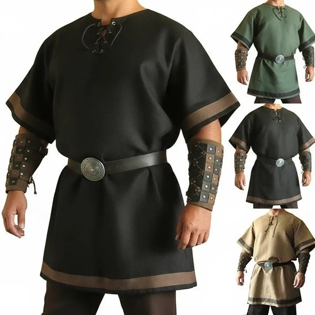 Medieval Viking Wear Warrior Costume Men Renaissance Knight Pirate Shirt LARP Outfit