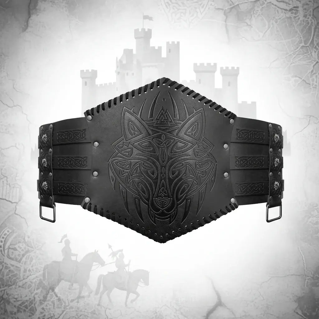 Medieval Viking Wear Wide PU Leather Belt Armor Costume Heavy Embossed Waistband