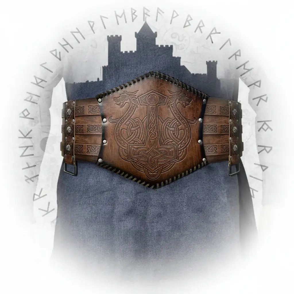 Medieval Viking Wear Wide PU Leather Belt Armor Costume Heavy Embossed Waistband