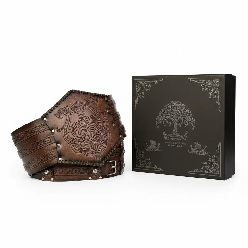 Medieval Viking Wear Wide PU Leather Belt Armor Costume Heavy Embossed Waistband