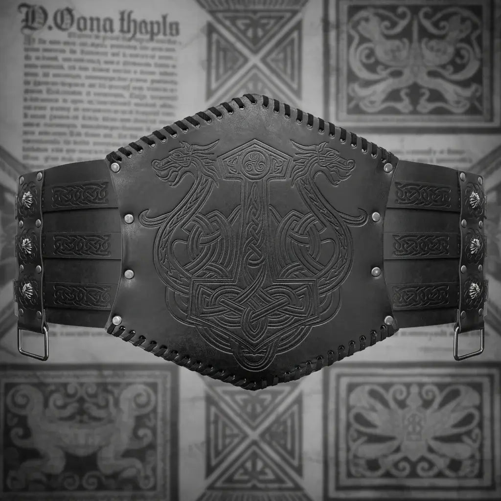 Medieval Viking Wear Wide PU Leather Belt Armor Costume Heavy Embossed Waistband